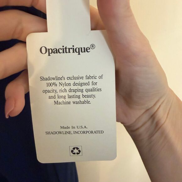 NWT shadowline nylon women’s sleeveless midi nightgown navy blue - Picture 3 of 4